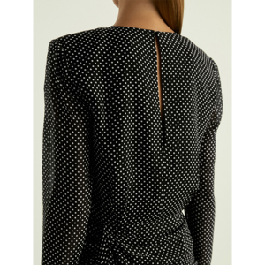 REISS TAYLOR Gathered Polka Dot Georgette Mini Dress